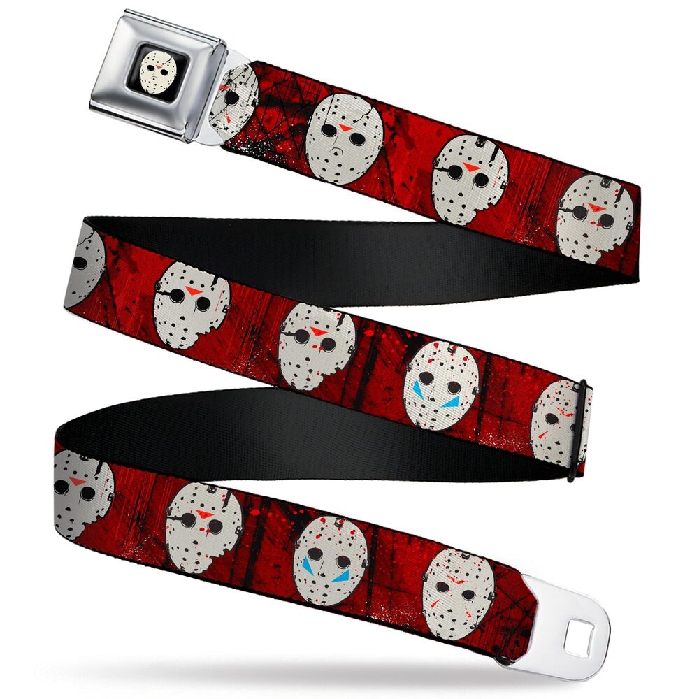 4553 Warner Bros. Horror Movies Belt, Seatbelt Buckle Belt, Friday the 13th